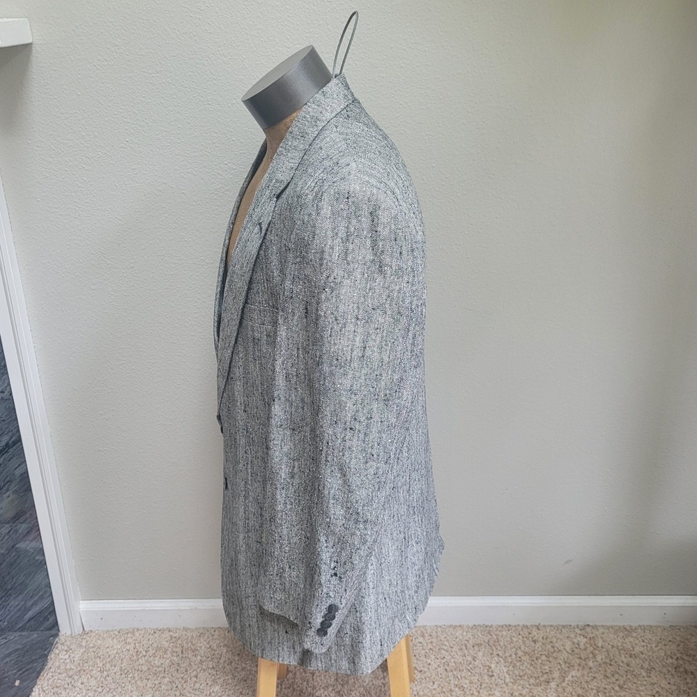 Savile Row Blazer 2 Button Coat Jacket Black Herringbone 34L - Picture 6 of 11